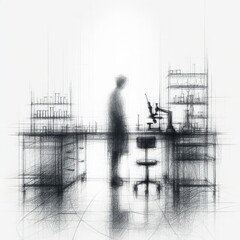 Sketch interior of laboratory with Generative AI.