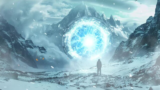 cinematic shot ancient alien encounter unfolds. seamless looping overlay 4k virtual video animation background