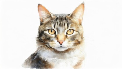 Portrait of a cat, closeup, isolated on white