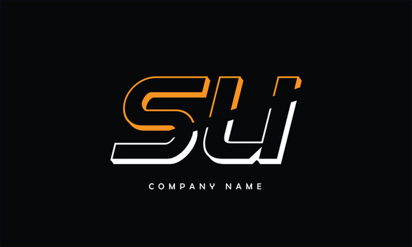 SU, US, S, U Abstract Letters Logo monogram