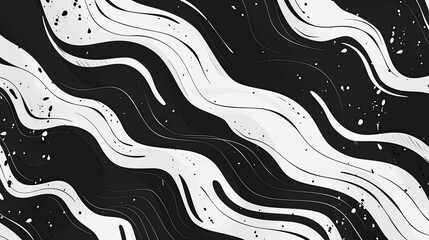 Bold Brushstroke Vector Pattern: Swirls and Squiggles in a Seamless Banner Design for Black and White Wallpaper