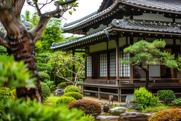 Fototapeta na wymiar Traditional Japanese home where a family resides