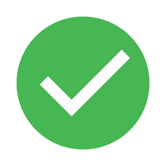 Green check mark and button. Isolated tick symbols, checklist signs, Flat and modern checkmark...