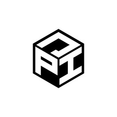 PIJ letter logo design with white background in illustrator, cube logo, vector logo, modern alphabet font overlap style. calligraphy designs for logo, Poster, Invitation, etc.