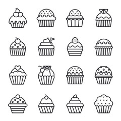 set of icons Cupcake - obrazy, fototapety, plakaty