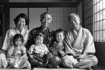 Intimate photographs capturing members of a Japanese family