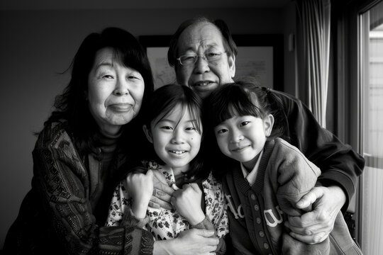 Intimate photographs capturing members of a Japanese family