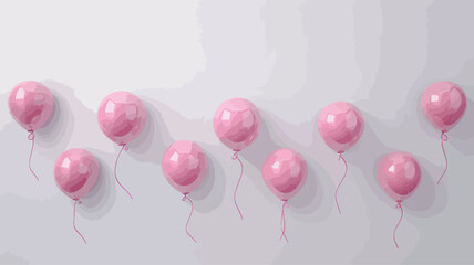 pink balloons with a white background and a red ribbon