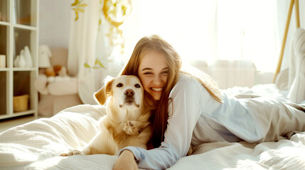 Happy Woman and Dog