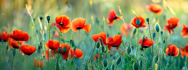 Obraz premium Field of Red Poppies