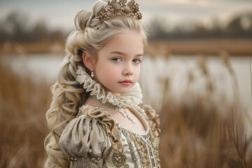 Young Girl in Dress and Tiara