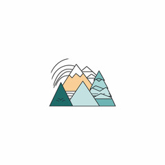 Mountain landscape colorful logo vector icon design template
