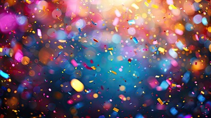 Obraz na płótnie Canvas celebration and colorful confetti party blur abstract background --ar 16:9 --style raw --stylize 300 Job ID: 284d151f-a25b-440e-8850-963c8278aa13