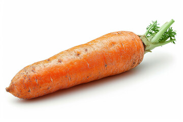 Organic Carrot with Lush Green on white background - obrazy, fototapety, plakaty