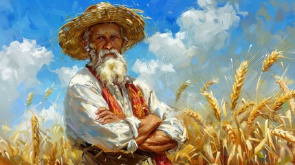 Man Standing in Wheat Field