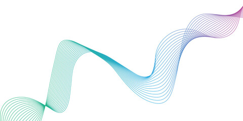 Fototapeta premium Abstract colorful wave element for design. Digital frequency track equalizer. Vector illustration. Wave with lines created using blend tool .Curved wavy line, 