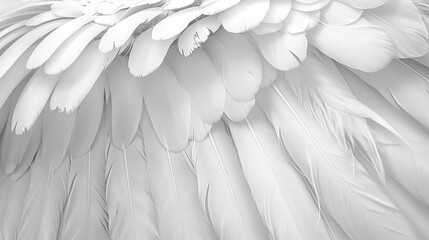 Feathered Serenity: A Closeup of White Plumage Symbolizing Peace, Spirituality, and Hope for Creative Design and Angelic Faith