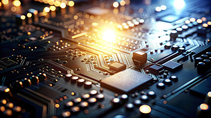 Electronic Circuit Board Technology with light blurred