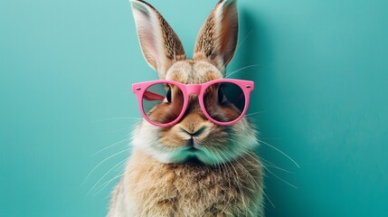 ピンクのサングラスをかけたウサギ