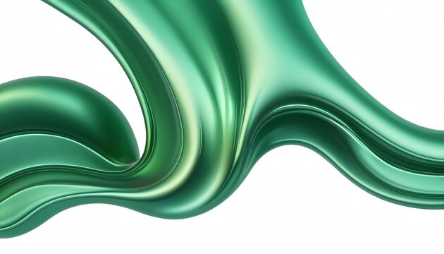 Green Fluid smooth abstract metallic holographic colored shape background