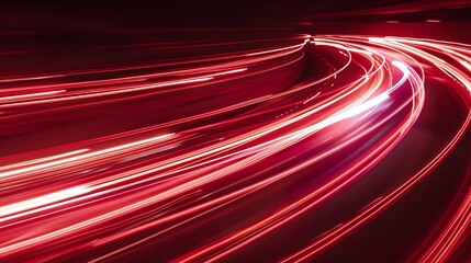 Abstract red light trails in the dark background : Generative AI