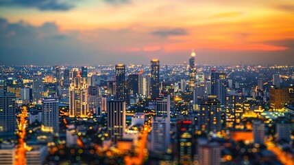 Naklejka premium City blurred lights background after sunset : Generative AI