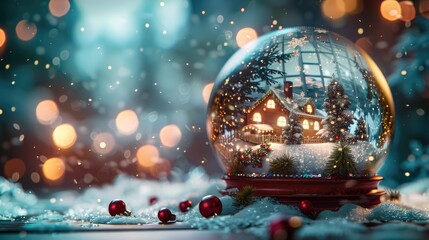 Enchanting Winter Wonderland: Generative AI Snow Globe with Festive Decorations