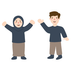 Muslim people in different actions illustration