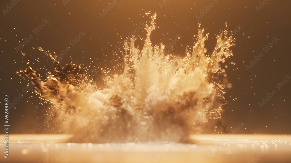 Poster blur defocus image of water hit wall ground explode into drop droplet amount water attack impact and