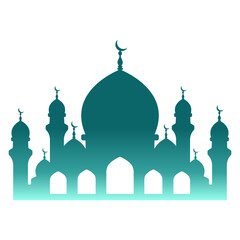 Islamic Mosque Silhouette on White Background. Vector Illustration