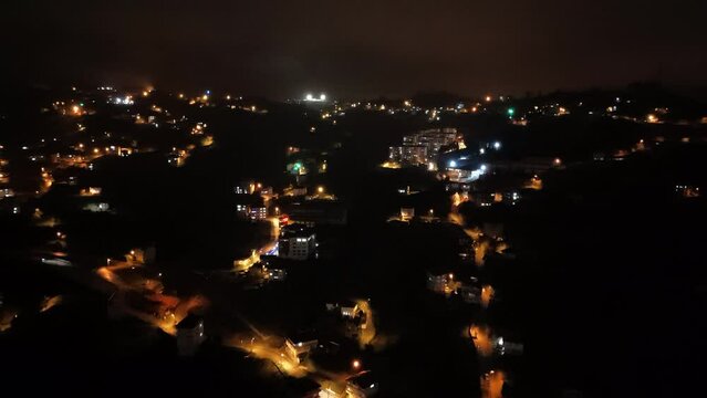 night time view of a city with a lot of lights