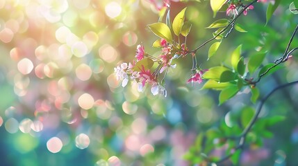 blurred bokeh background in city park spring time : Generative AI