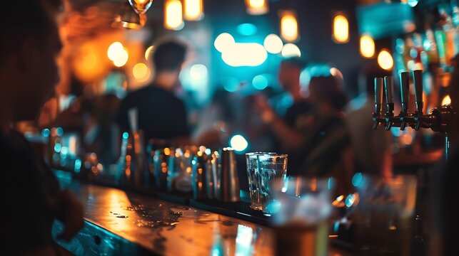 blurred people at a busy bar : Generative AI