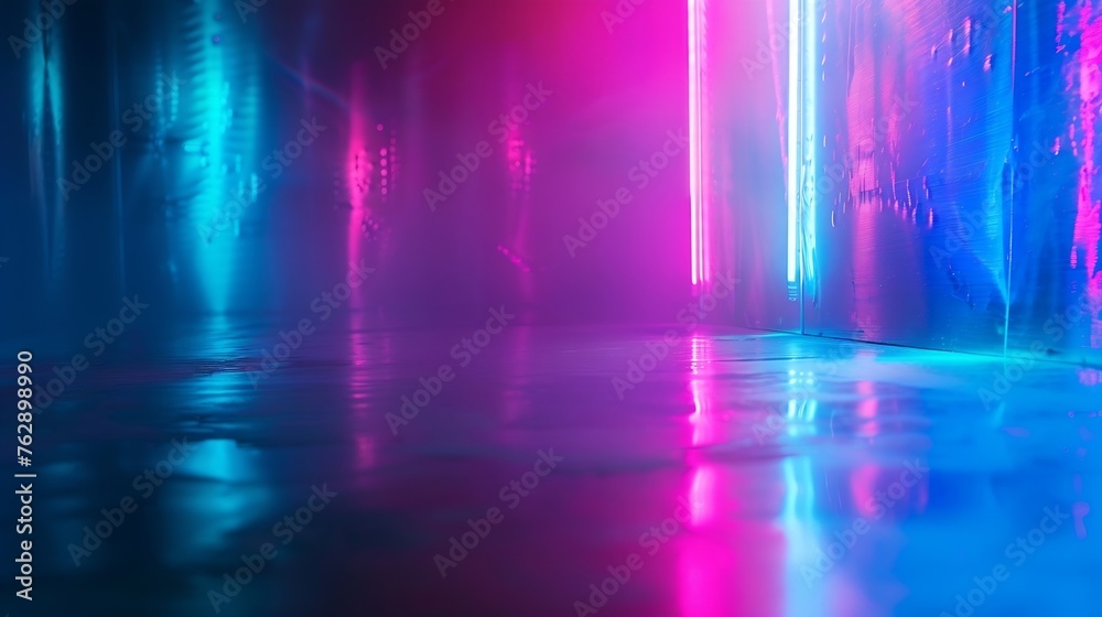 Poster neon blur glow color light overlay disco illumination defocused blue pink green ultraviolet radiance