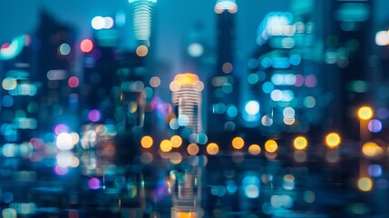 Night bokeh light in big city abstract blur defocused background : Generative AI