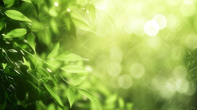 Sunny abstract green nature background selective focus : Generative AI