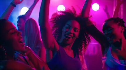 Millennials dancing cheering at music concert in nightclub : Generative AI