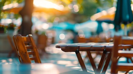 Blurred background of outdoor cafes : Generative AI