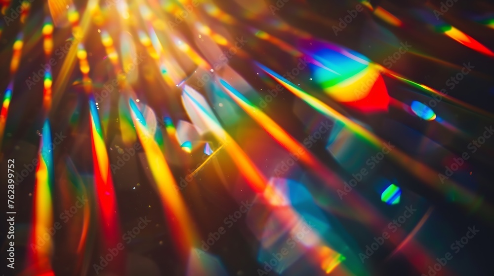 Poster a prism rainbow light on dark background overlay crystal flare abstract effect holographic sunlight 