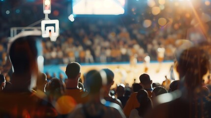 blurred background of supporters at sports event crowd of people in a basketball court : Generative...