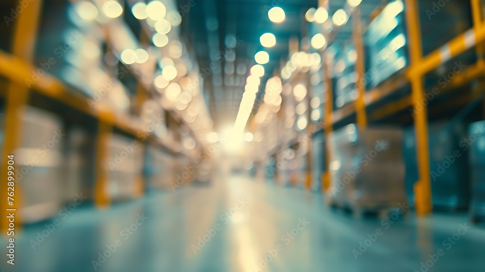 Poster blur warehouse inventory product stock for logistic background : generative ai