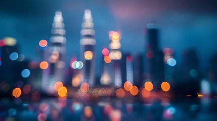 Foto op Canvas Blur image of Kuala Lumpur with heart bokeh : Generative AI © Generative AI