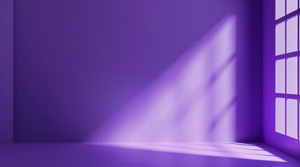 Abstract purple studio background for product presentation Empty room with shadows of window...