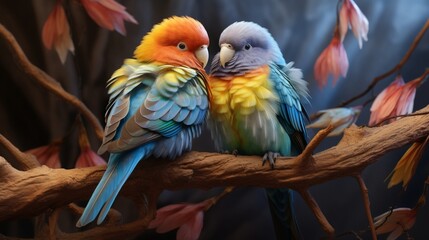 Fashionable lovebirds with eu-wing colored wings