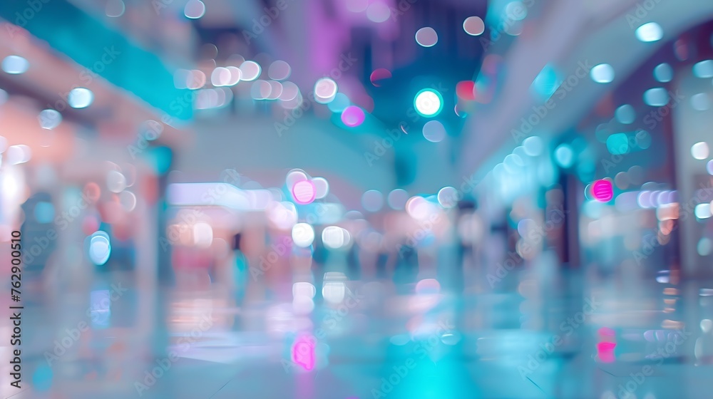 Poster abstract blur and defocus shopping mall in department store interior for background : generative ai