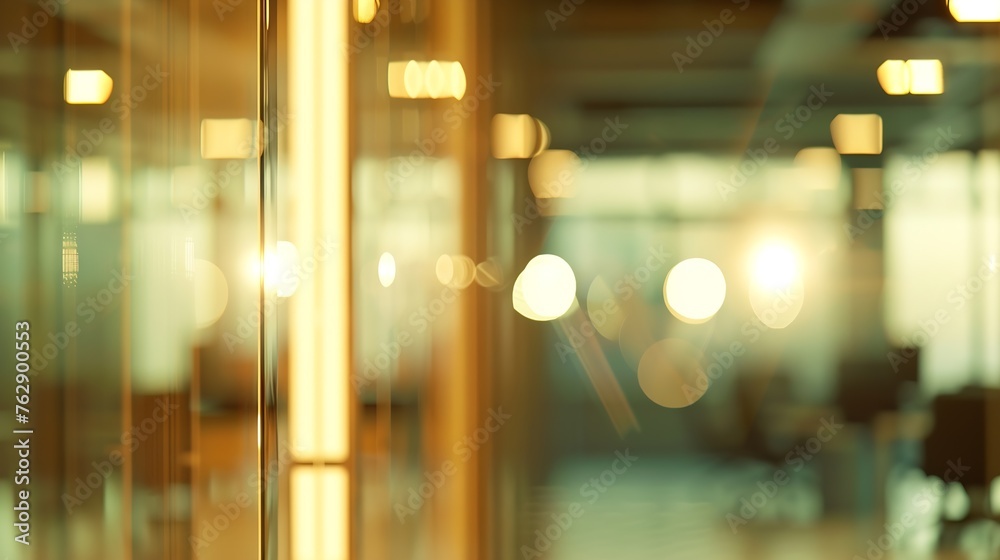 Poster blurring the background in a modern office interior evening light effect : generative ai