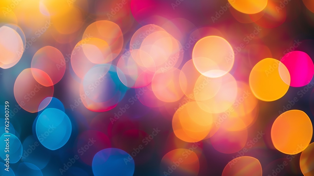 Leinwandbilder Abstract bokeh blurred background defocused night lighting for design Multicolored circles spots of light Lens Blur effect of a soft outoffocus background : Generative AI