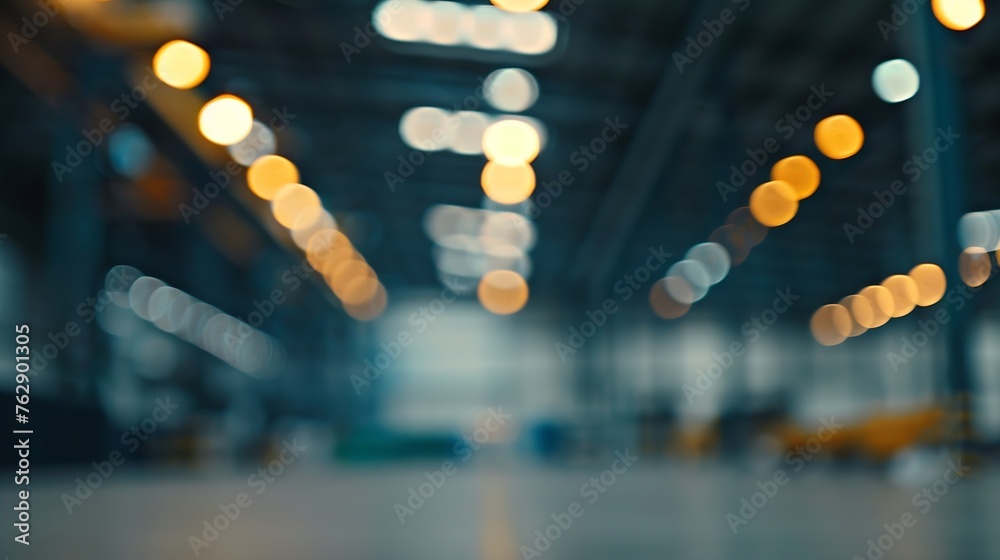 Poster Blurred business background Blur warehouse with bokeh light background : Generative AI