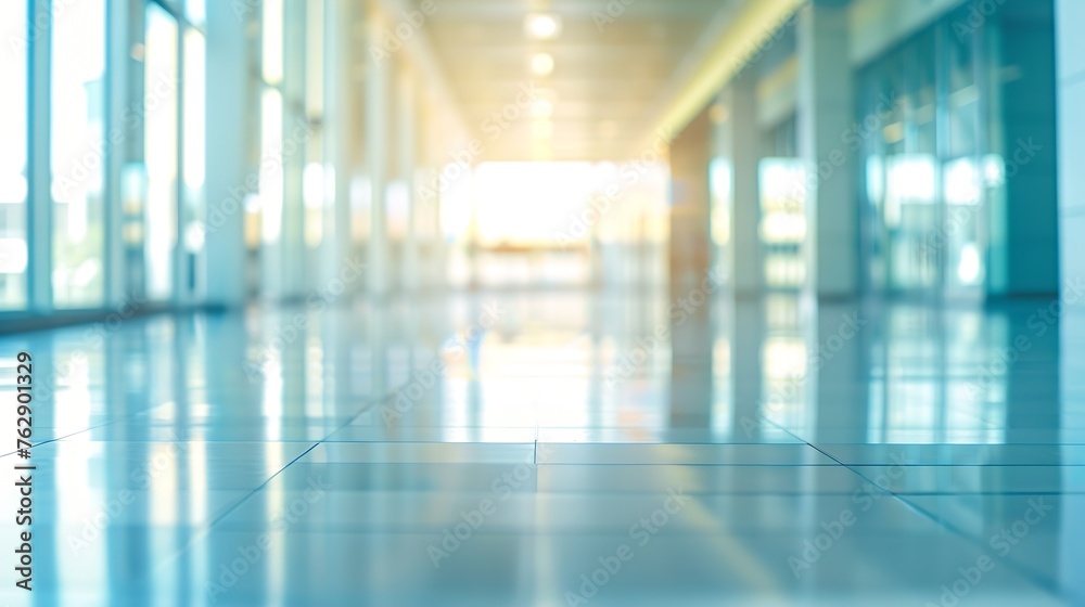 Poster blurred for background office building interior empty hall in the modern office building empty open space office panoramic windows and beautiful lighting : Generative AI