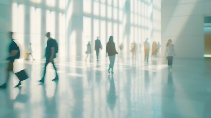 blurred people walking in a modern hall : Generative AI